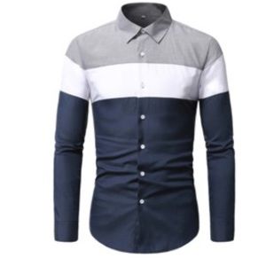 A casual button down shirt multicolor, blue, white, gray